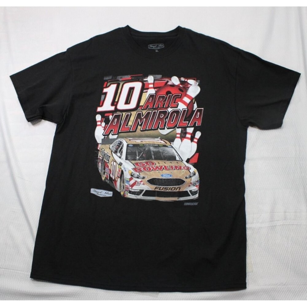 Aric Almirola Go Bowling Nascar Mens T-Shirt XL Black Stewart-Haas Racing 100% C